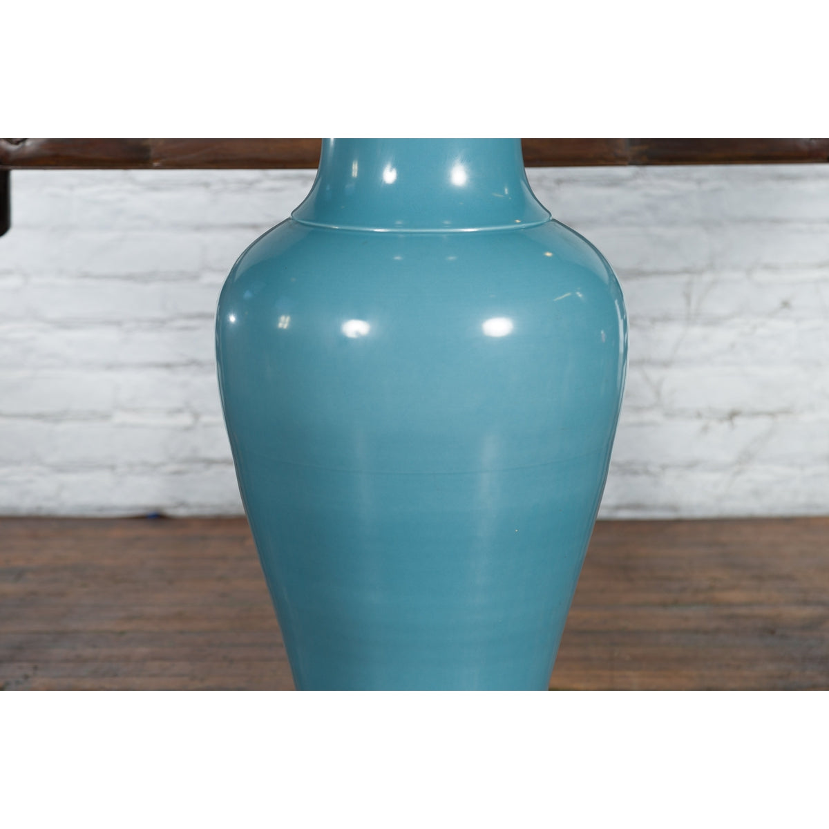 Tall Prem Collection Soft Blue Glazed Artisan Ceramic Vase with Flaring Neck-10. Asian & Chinese Furniture, Art, Antiques, Vintage Home Décor for sale at FEA Home