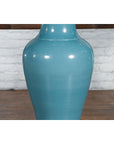 Tall Prem Collection Soft Blue Glazed Artisan Ceramic Vase with Flaring Neck-10. Asian & Chinese Furniture, Art, Antiques, Vintage Home Décor for sale at FEA Home