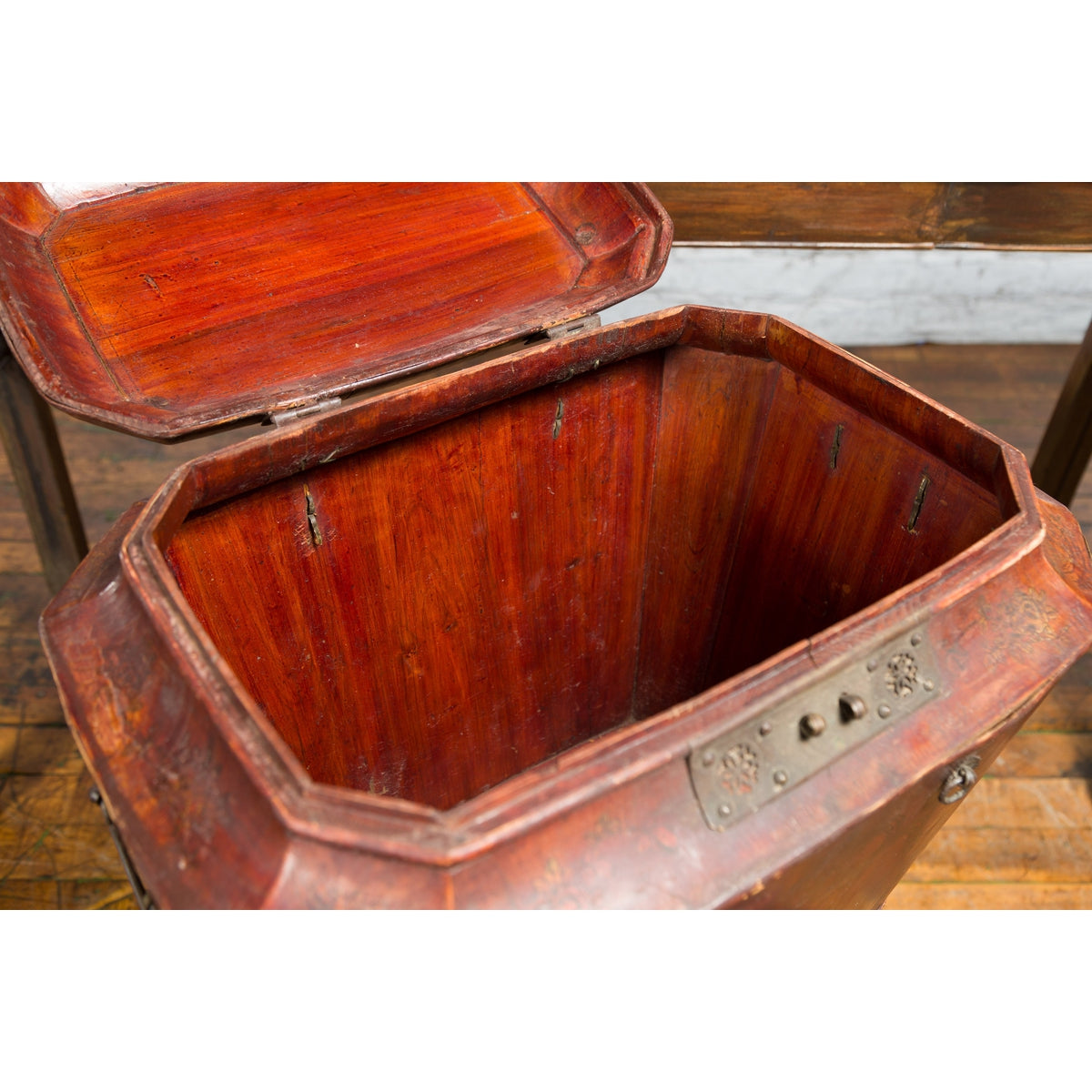 Chinese Red Lacquer Wedding Chest with Hand-Painted Décor, Qing Dynasty-11. Asian & Chinese Furniture, Art, Antiques, Vintage Home Décor for sale at FEA Home