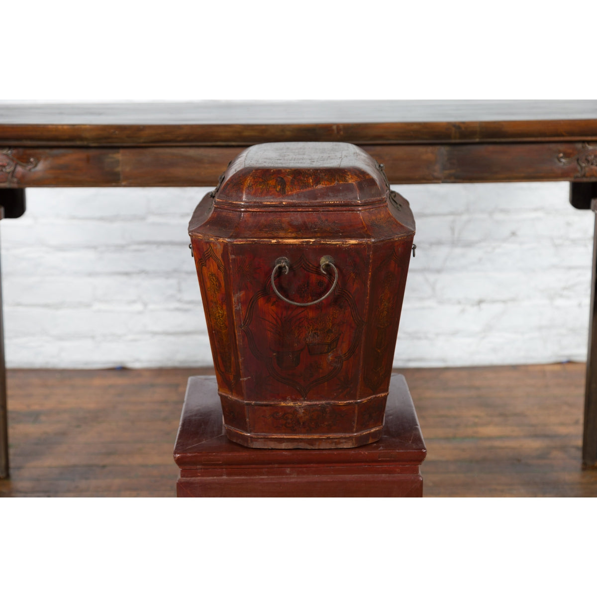 Chinese Red Lacquer Wedding Chest with Hand-Painted Décor, Qing Dynasty-12. Asian & Chinese Furniture, Art, Antiques, Vintage Home Décor for sale at FEA Home