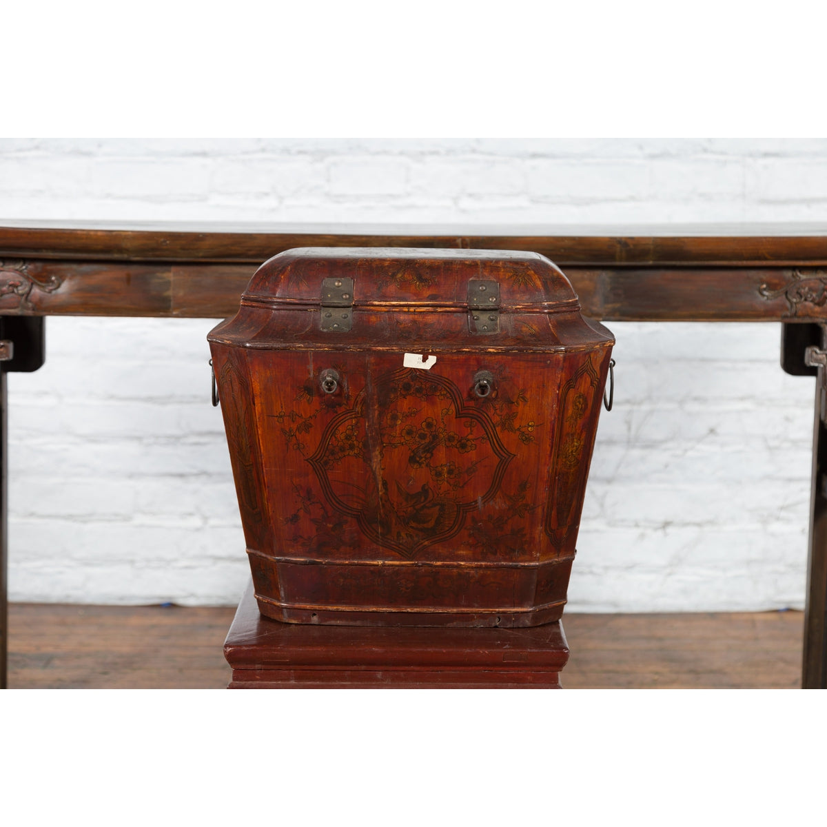 Chinese Red Lacquer Wedding Chest with Hand-Painted Décor, Qing Dynasty-13. Asian & Chinese Furniture, Art, Antiques, Vintage Home Décor for sale at FEA Home