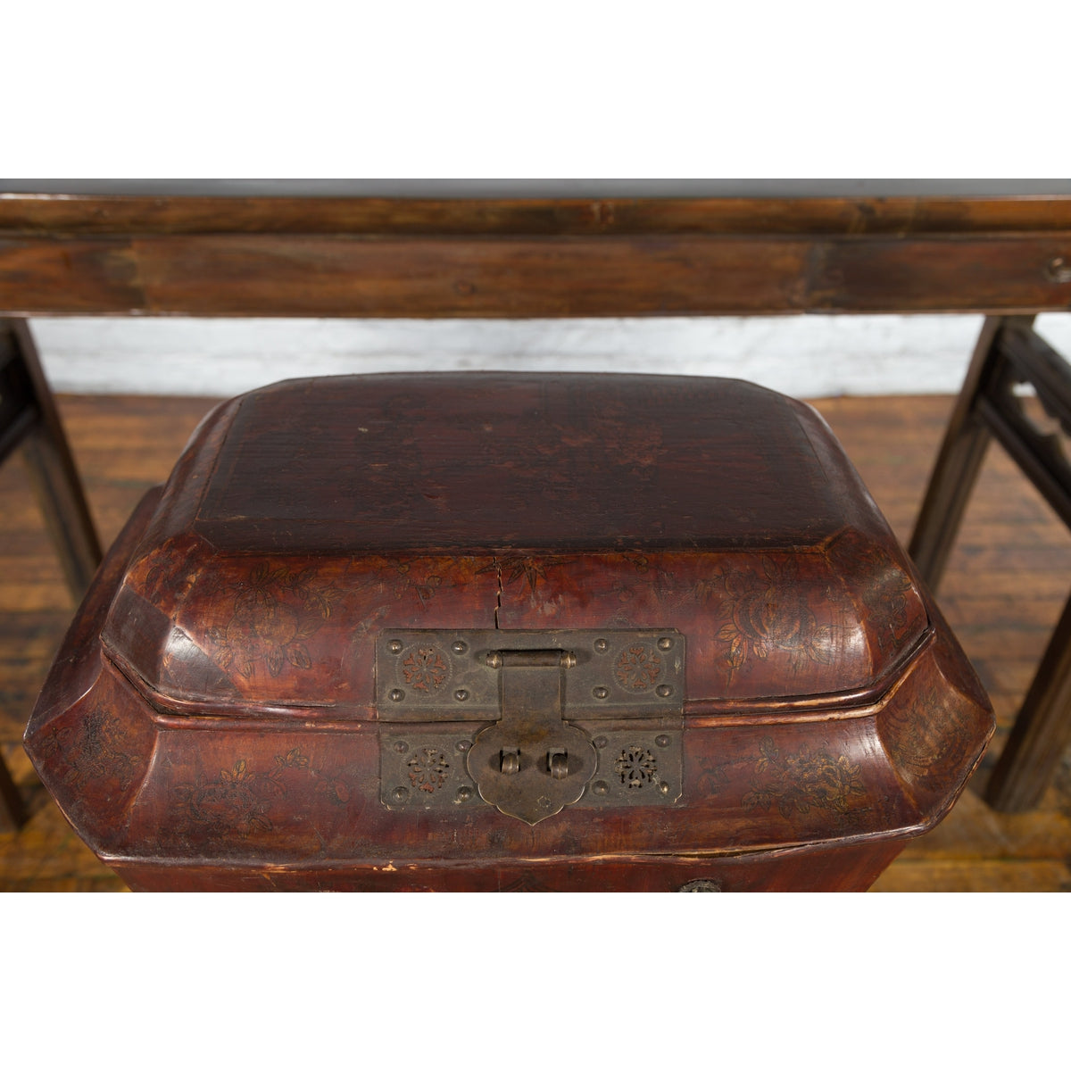 Chinese Red Lacquer Wedding Chest with Hand-Painted Décor, Qing Dynasty-7. Asian & Chinese Furniture, Art, Antiques, Vintage Home Décor for sale at FEA Home