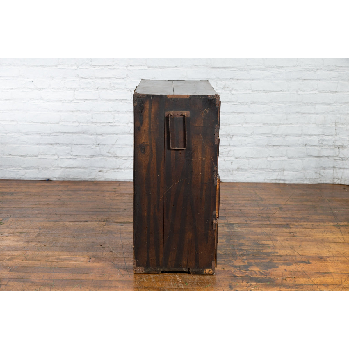 Japanese Meiji Zebra Wood Tansu Chest in Isho-Dansu Style with Five Drawers-14. Asian & Chinese Furniture, Art, Antiques, Vintage Home Décor for sale at FEA Home
