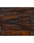 Japanese Meiji Zebra Wood Tansu Chest in Isho-Dansu Style with Five Drawers-10. Asian & Chinese Furniture, Art, Antiques, Vintage Home Décor for sale at FEA Home