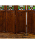Chinese Antique Six-Panel Folding Screen with Stained Glass Geometric Motifs-9. Asian & Chinese Furniture, Art, Antiques, Vintage Home Décor for sale at FEA Home