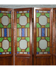 Chinese Antique Six-Panel Folding Screen with Stained Glass Geometric Motifs-4. Asian & Chinese Furniture, Art, Antiques, Vintage Home Décor for sale at FEA Home