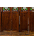 Chinese Antique Six-Panel Folding Screen with Stained Glass Geometric Motifs-9. Asian & Chinese Furniture, Art, Antiques, Vintage Home Décor for sale at FEA Home
