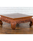Small Vintage Indonesian Coffee Table with Scroll-Carved Apron and Chow Legs-6. Asian & Chinese Furniture, Art, Antiques, Vintage Home Décor for sale at FEA Home