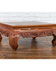 Small Vintage Indonesian Coffee Table with Scroll-Carved Apron and Chow Legs-3. Asian & Chinese Furniture, Art, Antiques, Vintage Home Décor for sale at FEA Home