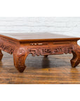 Small Vintage Indonesian Coffee Table with Scroll-Carved Apron and Chow Legs-8. Asian & Chinese Furniture, Art, Antiques, Vintage Home Décor for sale at FEA Home