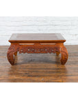 Small Vintage Indonesian Coffee Table with Scroll-Carved Apron and Chow Legs-11. Asian & Chinese Furniture, Art, Antiques, Vintage Home Décor for sale at FEA Home