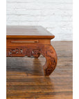 Small Vintage Indonesian Coffee Table with Scroll-Carved Apron and Chow Legs-14. Asian & Chinese Furniture, Art, Antiques, Vintage Home Décor for sale at FEA Home