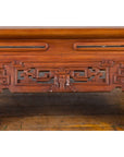 Small Vintage Indonesian Coffee Table with Scroll-Carved Apron and Chow Legs-15. Asian & Chinese Furniture, Art, Antiques, Vintage Home Décor for sale at FEA Home