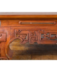 Small Vintage Indonesian Coffee Table with Scroll-Carved Apron and Chow Legs-9. Asian & Chinese Furniture, Art, Antiques, Vintage Home Décor for sale at FEA Home