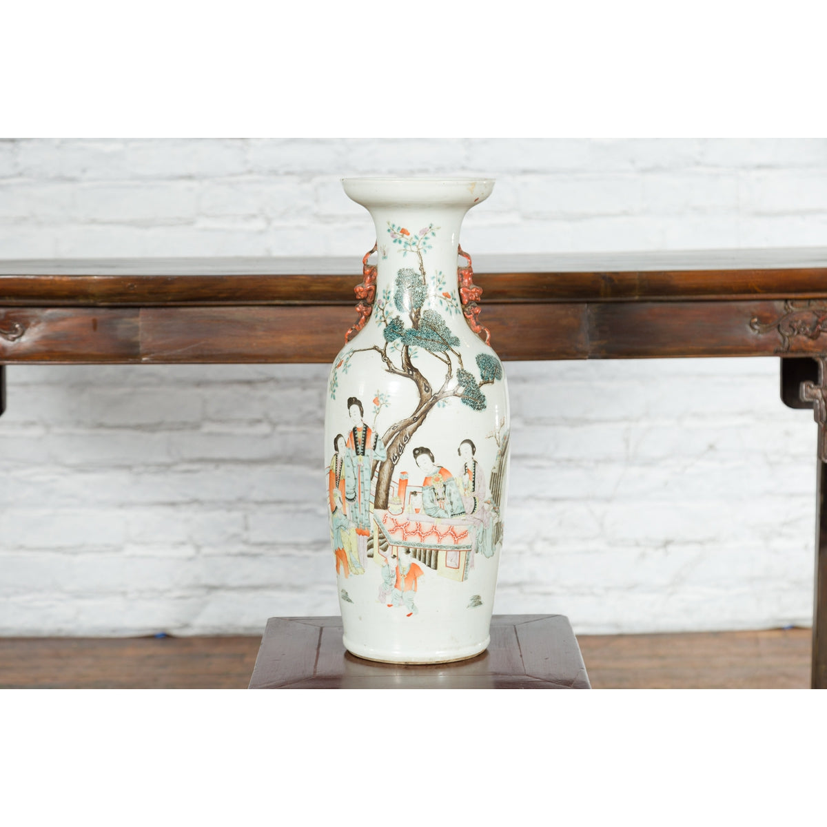 Chinese Qing Porcelain Vase with Hand-Painted Figures and Calligraphy Motifs-7. Asian & Chinese Furniture, Art, Antiques, Vintage Home Décor for sale at FEA Home