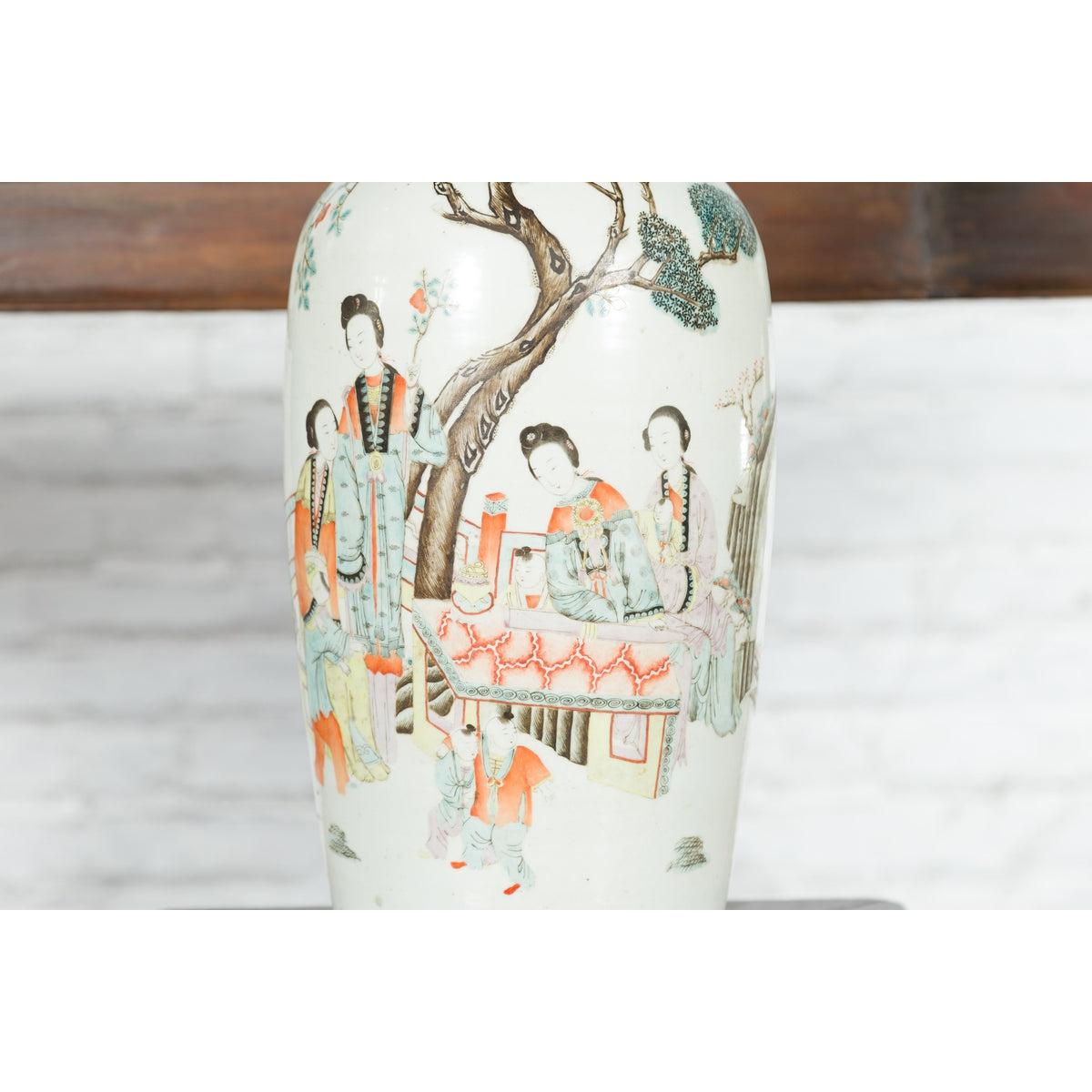 Chinese Qing Porcelain Vase with Hand-Painted Figures and Calligraphy Motifs-9. Asian & Chinese Furniture, Art, Antiques, Vintage Home Décor for sale at FEA Home