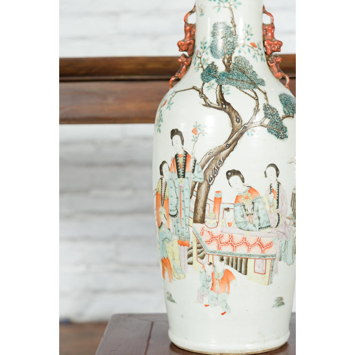 Chinese Qing Porcelain Vase with Hand-Painted Figures and Calligraphy Motifs-11. Asian & Chinese Furniture, Art, Antiques, Vintage Home Décor for sale at FEA Home