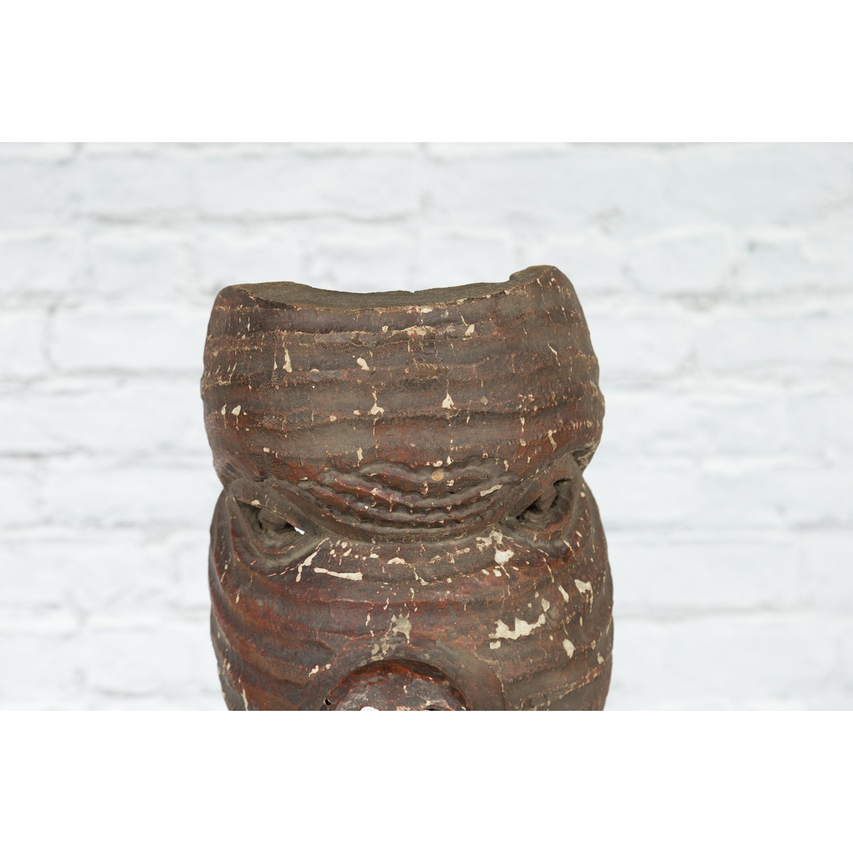 Antique Thai Tribal Carved Wooden Mask Depicting a Swine with Pierced Eyes-5. Asian & Chinese Furniture, Art, Antiques, Vintage Home Décor for sale at FEA Home