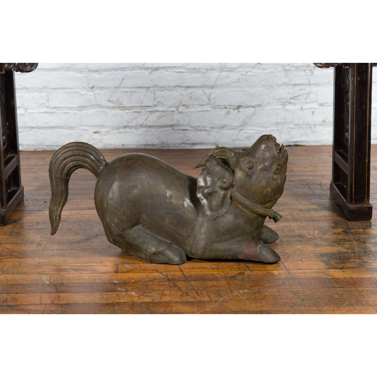 Celebes Island Hand-Tooled Temple Monster Sculpture with Swine Ears and Horn-11. Asian & Chinese Furniture, Art, Antiques, Vintage Home Décor for sale at FEA Home