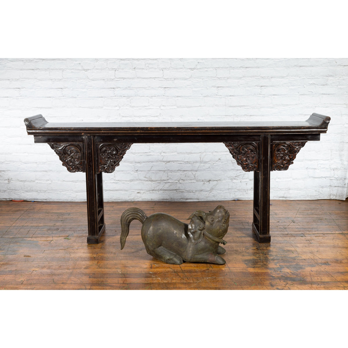 Celebes Island Hand-Tooled Temple Monster Sculpture with Swine Ears and Horn-3. Asian & Chinese Furniture, Art, Antiques, Vintage Home Décor for sale at FEA Home