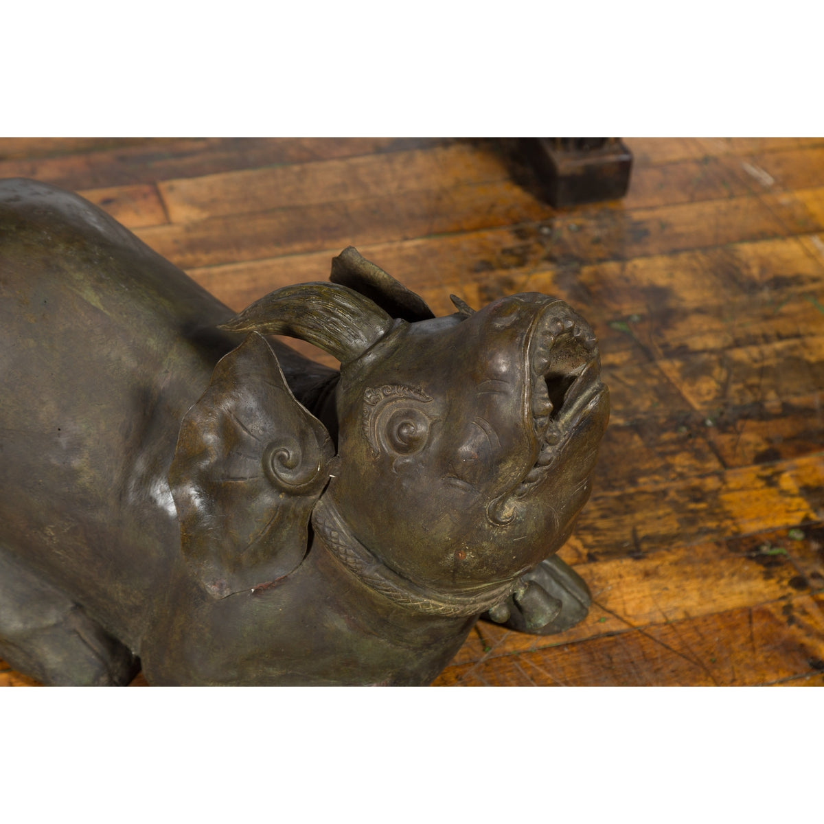 Celebes Island Hand-Tooled Temple Monster Sculpture with Swine Ears and Horn-5. Asian & Chinese Furniture, Art, Antiques, Vintage Home Décor for sale at FEA Home