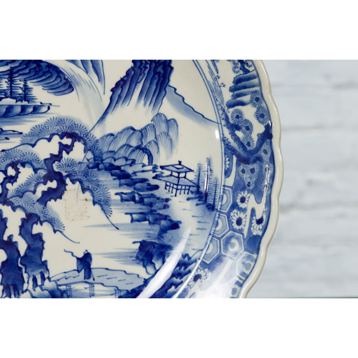 Japanese 19th Century Porcelain Imari Plate with Painted Blue and White Décor-11. Asian & Chinese Furniture, Art, Antiques, Vintage Home Décor for sale at FEA Home