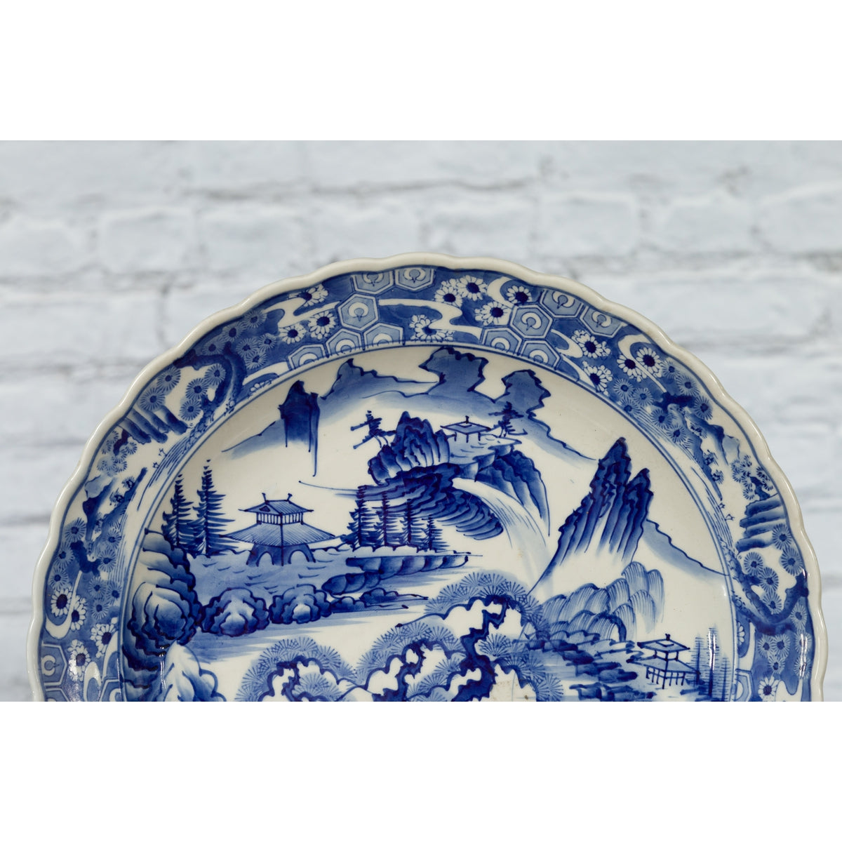 Japanese 19th Century Porcelain Imari Plate with Painted Blue and White Décor-5. Asian & Chinese Furniture, Art, Antiques, Vintage Home Décor for sale at FEA Home