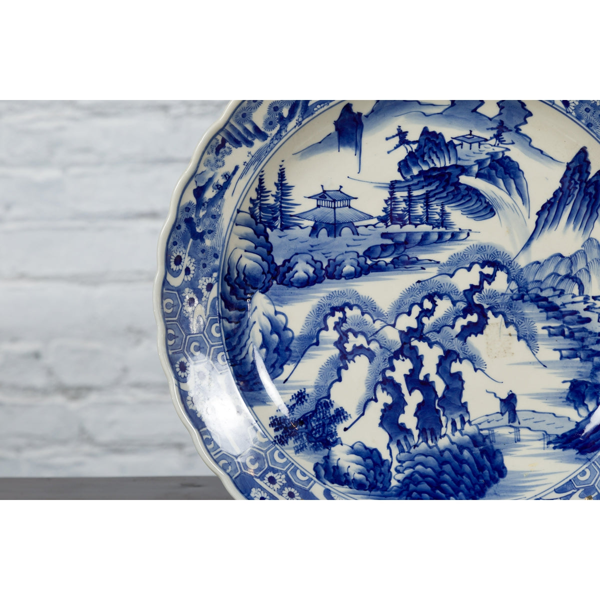 Japanese 19th Century Porcelain Imari Plate with Painted Blue and White Décor-6. Asian & Chinese Furniture, Art, Antiques, Vintage Home Décor for sale at FEA Home