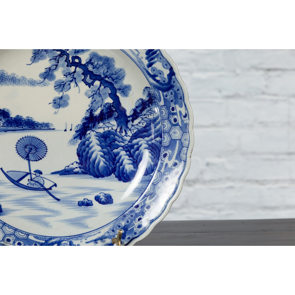 Japanese 19th Century Porcelain Imari Charger with Painted Blue and White Décor-8. Asian & Chinese Furniture, Art, Antiques, Vintage Home Décor for sale at FEA Home