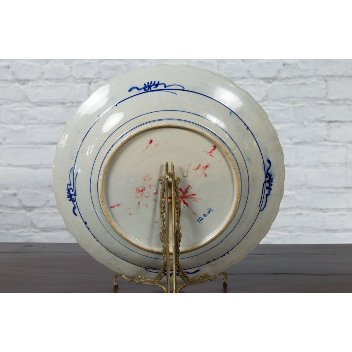 Japanese 19th Century Porcelain Imari Charger with Painted Blue and White Décor-15. Asian & Chinese Furniture, Art, Antiques, Vintage Home Décor for sale at FEA Home