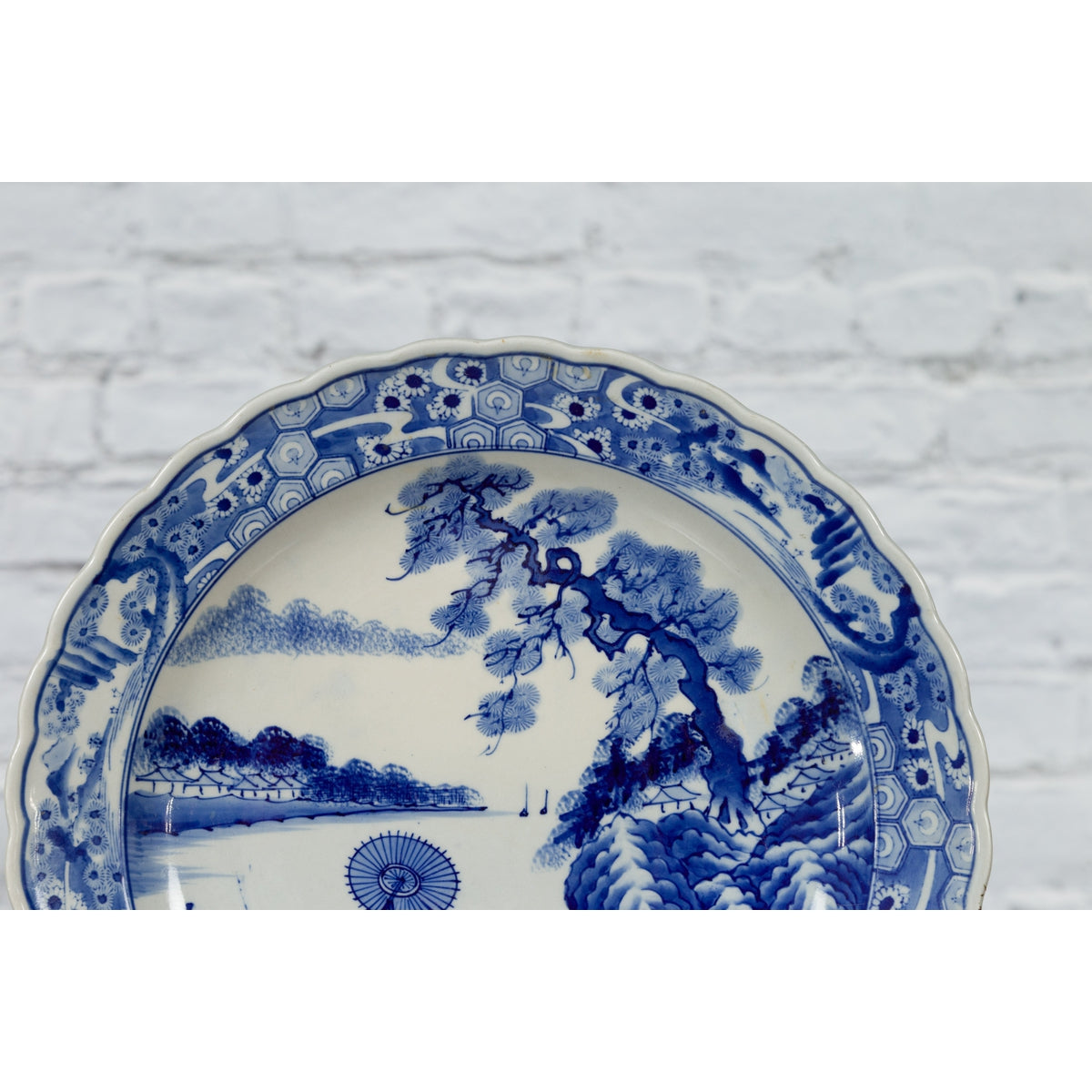 Japanese 19th Century Porcelain Imari Charger with Painted Blue and White Décor-6. Asian & Chinese Furniture, Art, Antiques, Vintage Home Décor for sale at FEA Home