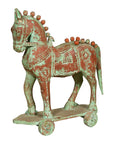 Handmade Vintage Indian Temple Horse Toy on Wheels from Madras with Spheres-1. Asian & Chinese Furniture, Art, Antiques, Vintage Home Décor for sale at FEA Home