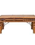 Rustic Indian Sheesham Wood Coffee Table with Nailhead Design and Baluster Legs-1. Asian & Chinese Furniture, Art, Antiques, Vintage Home Décor for sale at FEA Home