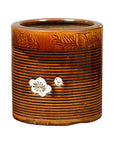 Japanese Meiji Period 19th Century Hibachi Planter with Burnt Patina and Flower-1. Asian & Chinese Furniture, Art, Antiques, Vintage Home Décor for sale at FEA Home