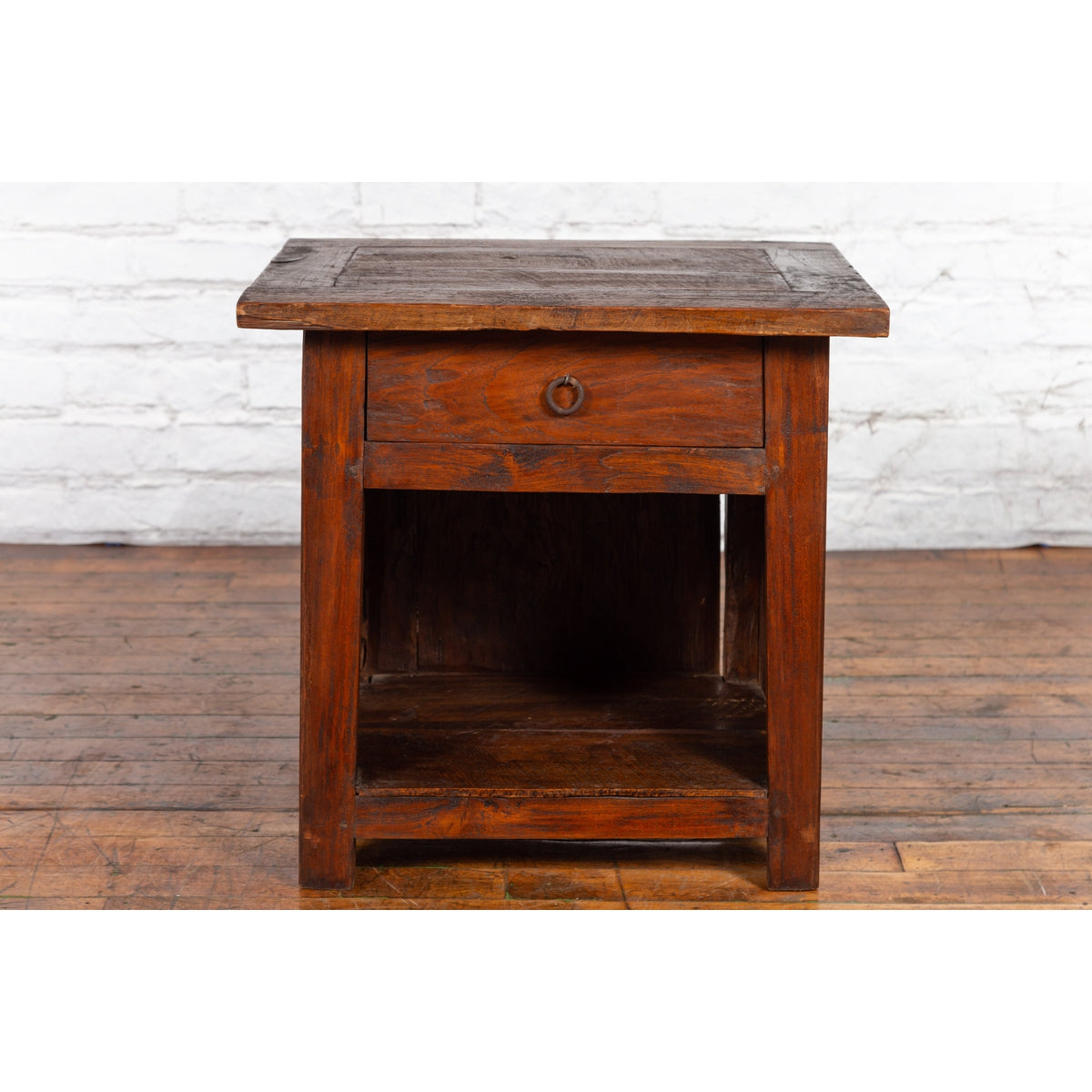 Javanese Early 20th Century Rustic Bedside Cabinet with Drawer and Open Shelf-2. Asian & Chinese Furniture, Art, Antiques, Vintage Home Décor for sale at FEA Home