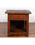 Javanese Early 20th Century Rustic Bedside Cabinet with Drawer and Open Shelf-2. Asian & Chinese Furniture, Art, Antiques, Vintage Home Décor for sale at FEA Home
