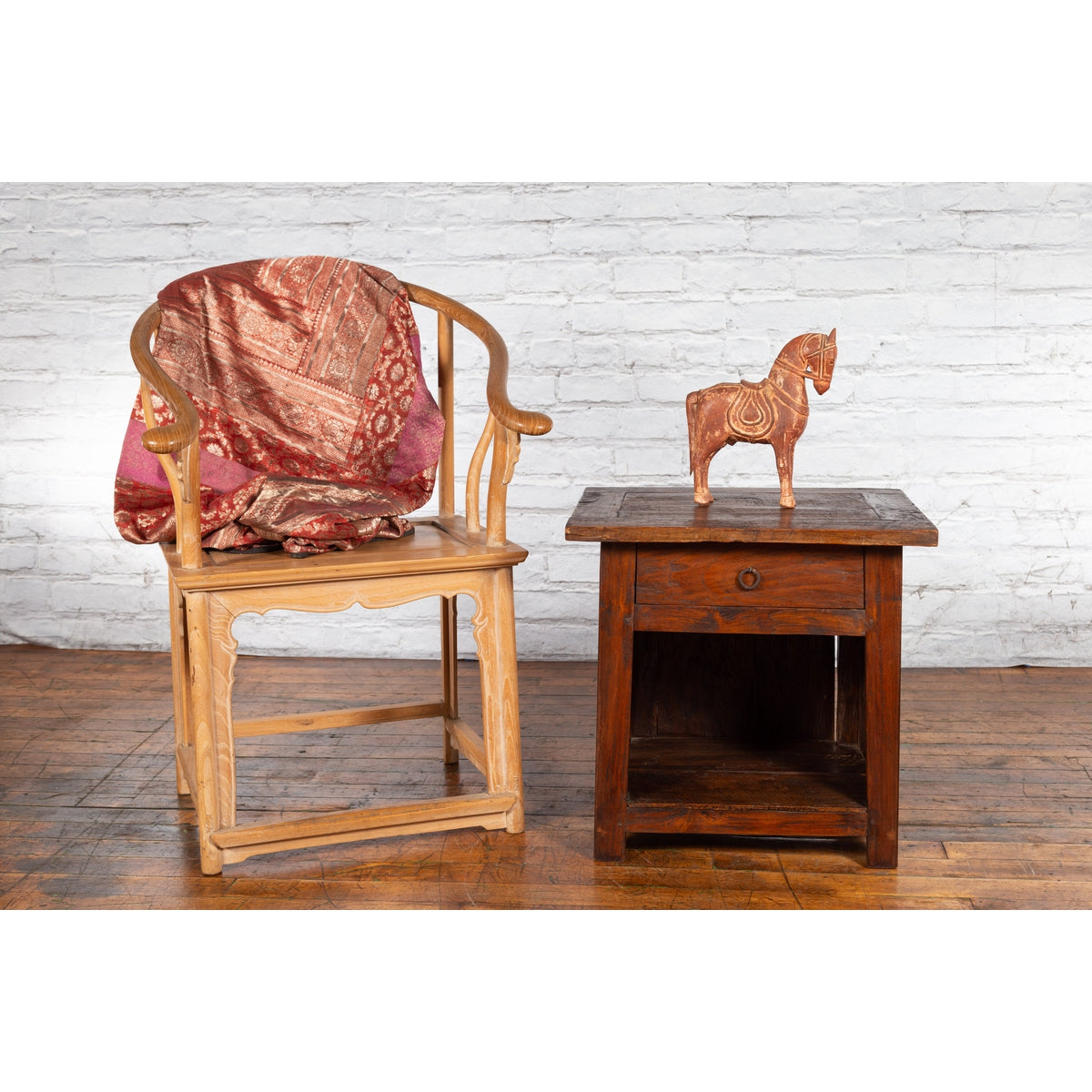 Javanese Early 20th Century Rustic Bedside Cabinet with Drawer and Open Shelf-5. Asian & Chinese Furniture, Art, Antiques, Vintage Home Décor for sale at FEA Home