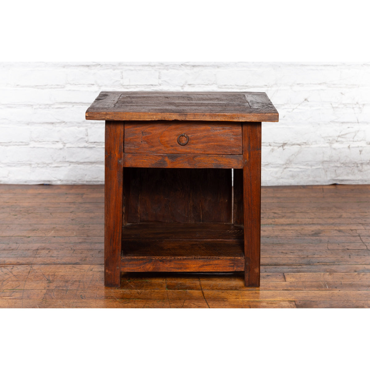Javanese Early 20th Century Rustic Bedside Cabinet with Drawer and Open Shelf-7. Asian & Chinese Furniture, Art, Antiques, Vintage Home Décor for sale at FEA Home