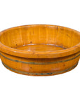 Chinese Qing Dynasty Period 19th Century Elm Round Rice Tray with Brass Braces-1. Asian & Chinese Furniture, Art, Antiques, Vintage Home Décor for sale at FEA Home