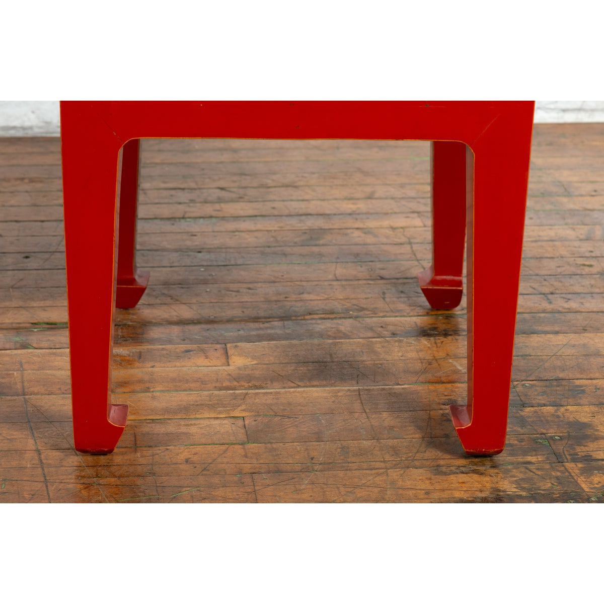 Pair of Chinese Red Lacquer Side Tables with Qing Dynasty Stone Garden Tiles-11. Asian & Chinese Furniture, Art, Antiques, Vintage Home Décor for sale at FEA Home