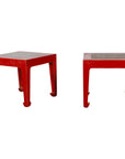 Pair of Chinese Red Lacquer Side Tables with Qing Dynasty Stone Garden Tiles-1. Asian & Chinese Furniture, Art, Antiques, Vintage Home Décor for sale at FEA Home