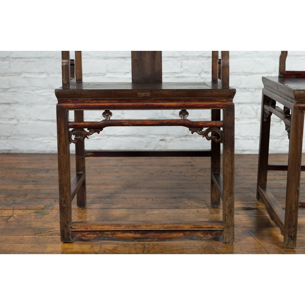 Pair of Qing Dynasty 19th Century Armchairs with Curved Arms & Open Backs-11. Asian & Chinese Furniture, Art, Antiques, Vintage Home Décor for sale at FEA Home