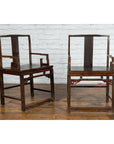 Pair of Qing Dynasty 19th Century Armchairs with Curved Arms & Open Backs-4. Asian & Chinese Furniture, Art, Antiques, Vintage Home Décor for sale at FEA Home