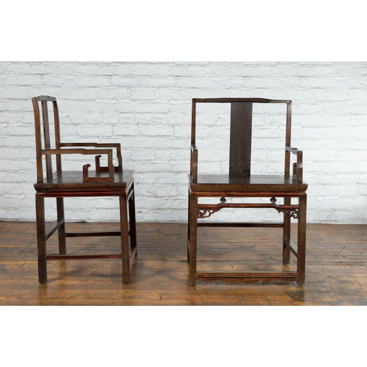 Pair of Qing Dynasty 19th Century Armchairs with Curved Arms & Open Backs-5. Asian & Chinese Furniture, Art, Antiques, Vintage Home Décor for sale at FEA Home