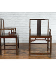 Pair of Qing Dynasty 19th Century Armchairs with Curved Arms & Open Backs-5. Asian & Chinese Furniture, Art, Antiques, Vintage Home Décor for sale at FEA Home