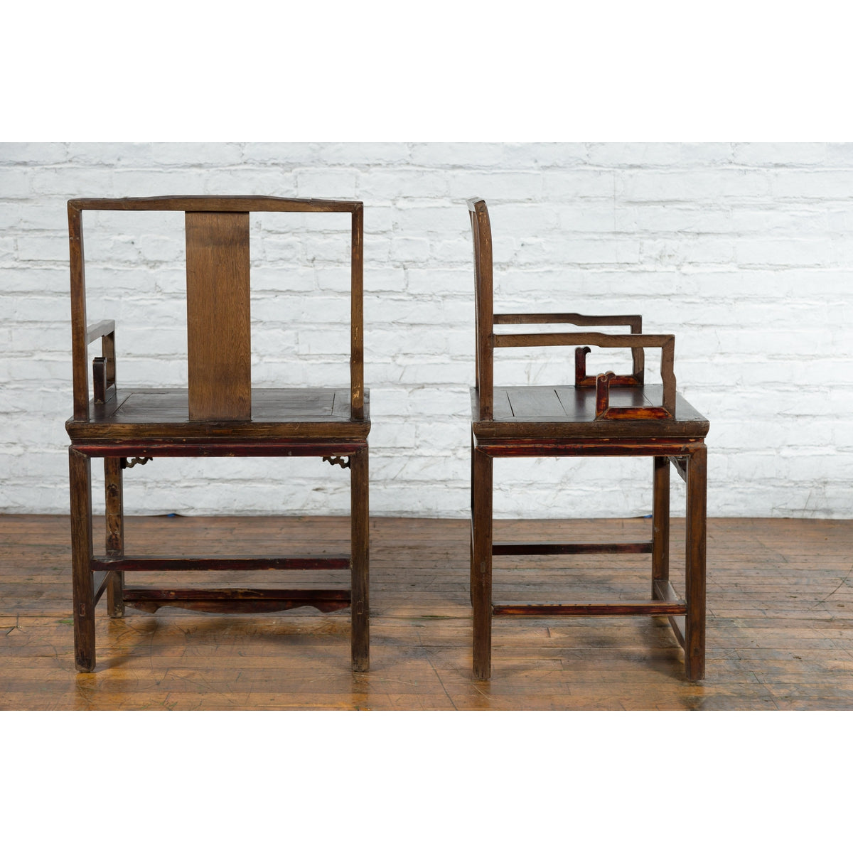 Pair of Qing Dynasty 19th Century Armchairs with Curved Arms & Open Backs-6. Asian & Chinese Furniture, Art, Antiques, Vintage Home Décor for sale at FEA Home