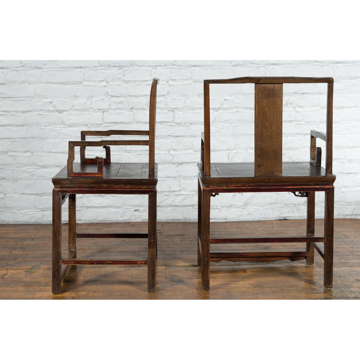 Pair of Qing Dynasty 19th Century Armchairs with Curved Arms & Open Backs-7. Asian & Chinese Furniture, Art, Antiques, Vintage Home Décor for sale at FEA Home