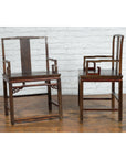 Pair of Qing Dynasty 19th Century Armchairs with Curved Arms & Open Backs-8. Asian & Chinese Furniture, Art, Antiques, Vintage Home Décor for sale at FEA Home
