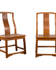 Pair of Ming Dynasty Style Yoke Back Side Chairs with Woven Rattan Seats-1. Asian & Chinese Furniture, Art, Antiques, Vintage Home Décor for sale at FEA Home