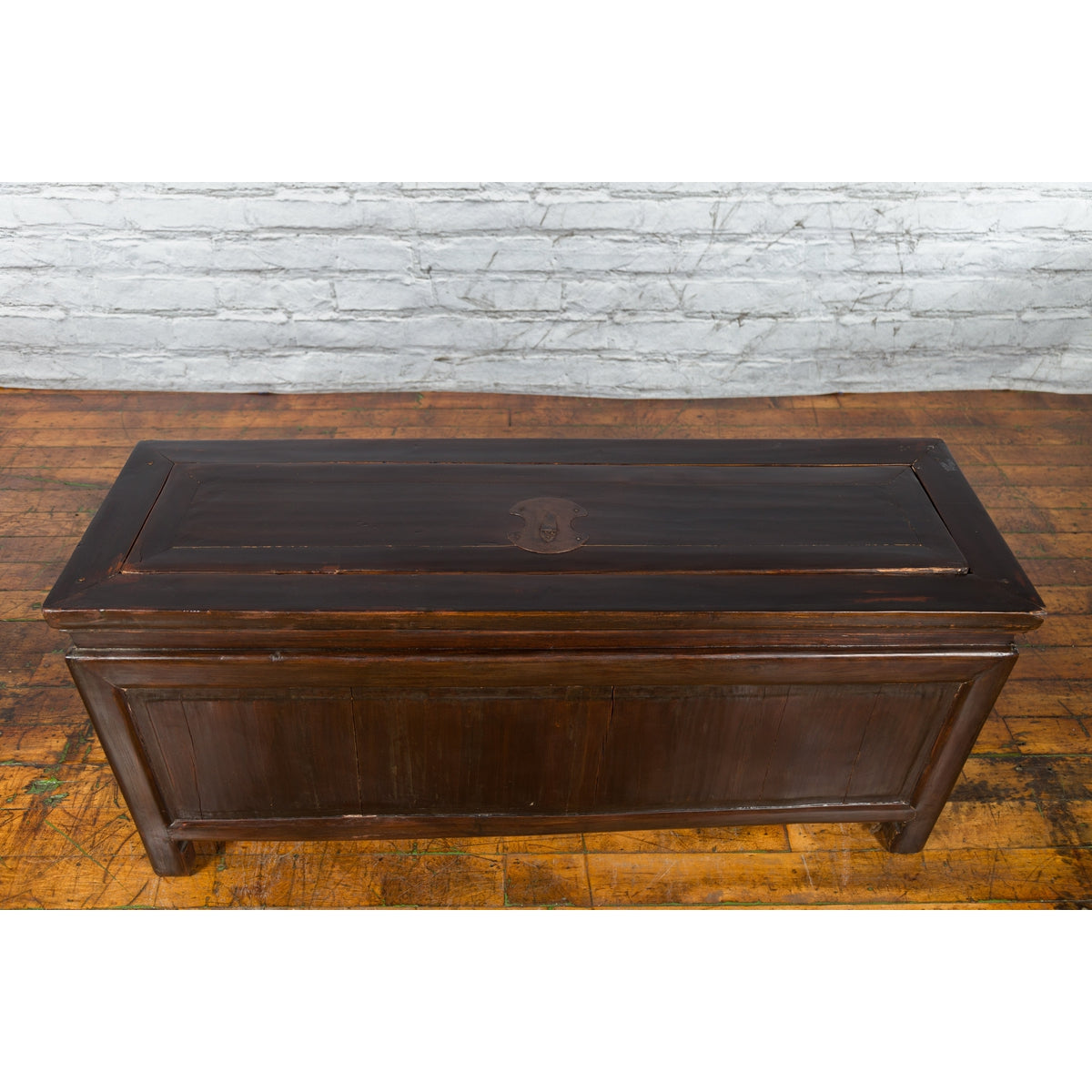 Qing Dynasty 19th Century Brown Coffer with Unhinged Panel Lid-11. Asian & Chinese Furniture, Art, Antiques, Vintage Home Décor for sale at FEA Home